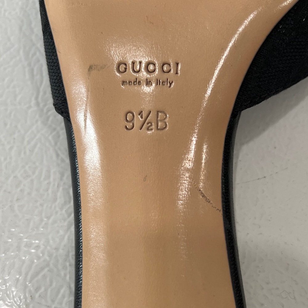 Gucci Elegant Black Women's  Kitten Sandal Mules with Gold Chain Detail 9.5 - Picture 8 of 10